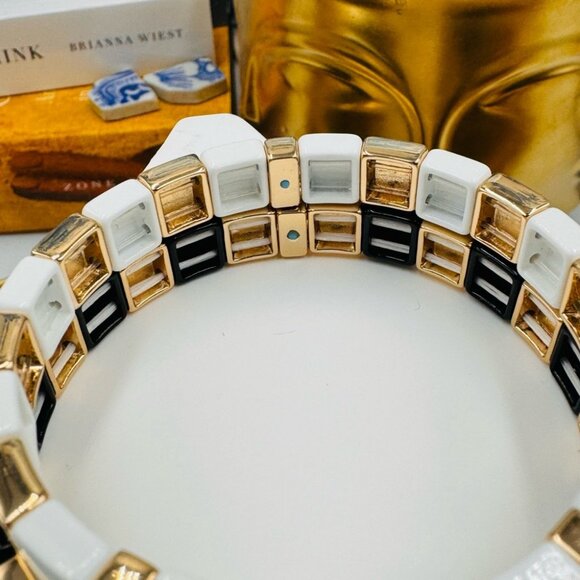 🆕 ROXANNE ASSOULIN 🧿 NWOT Mr & Mrs Set Of Two Enamel And Gold-Tone Bracelets - Picture 4 of 14